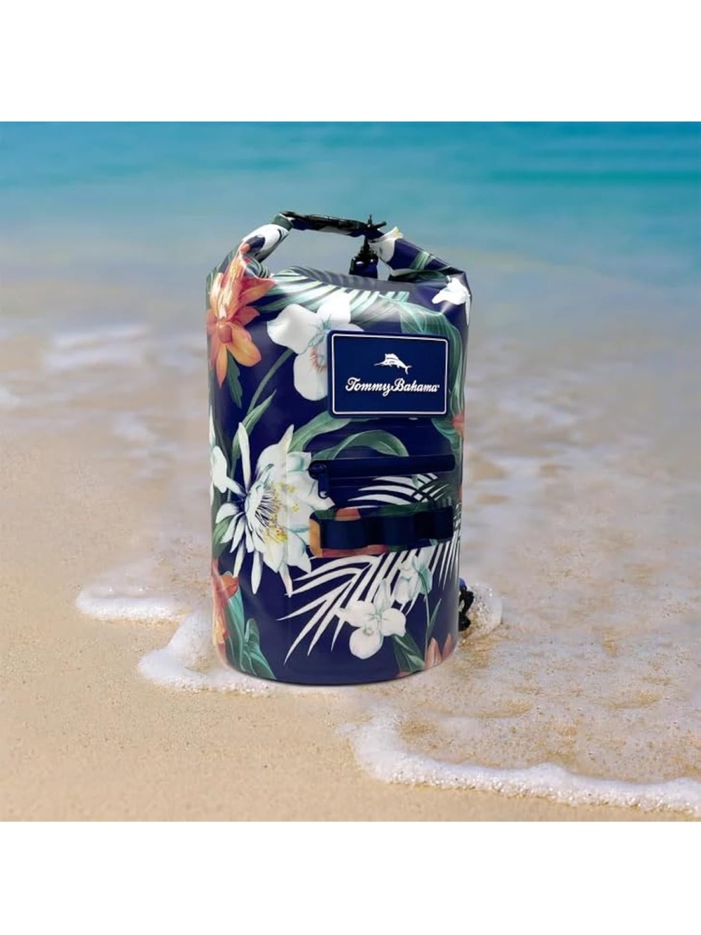 Tommy Bahama 20L Waterproof Dry Bag featuring a dark flora. New
